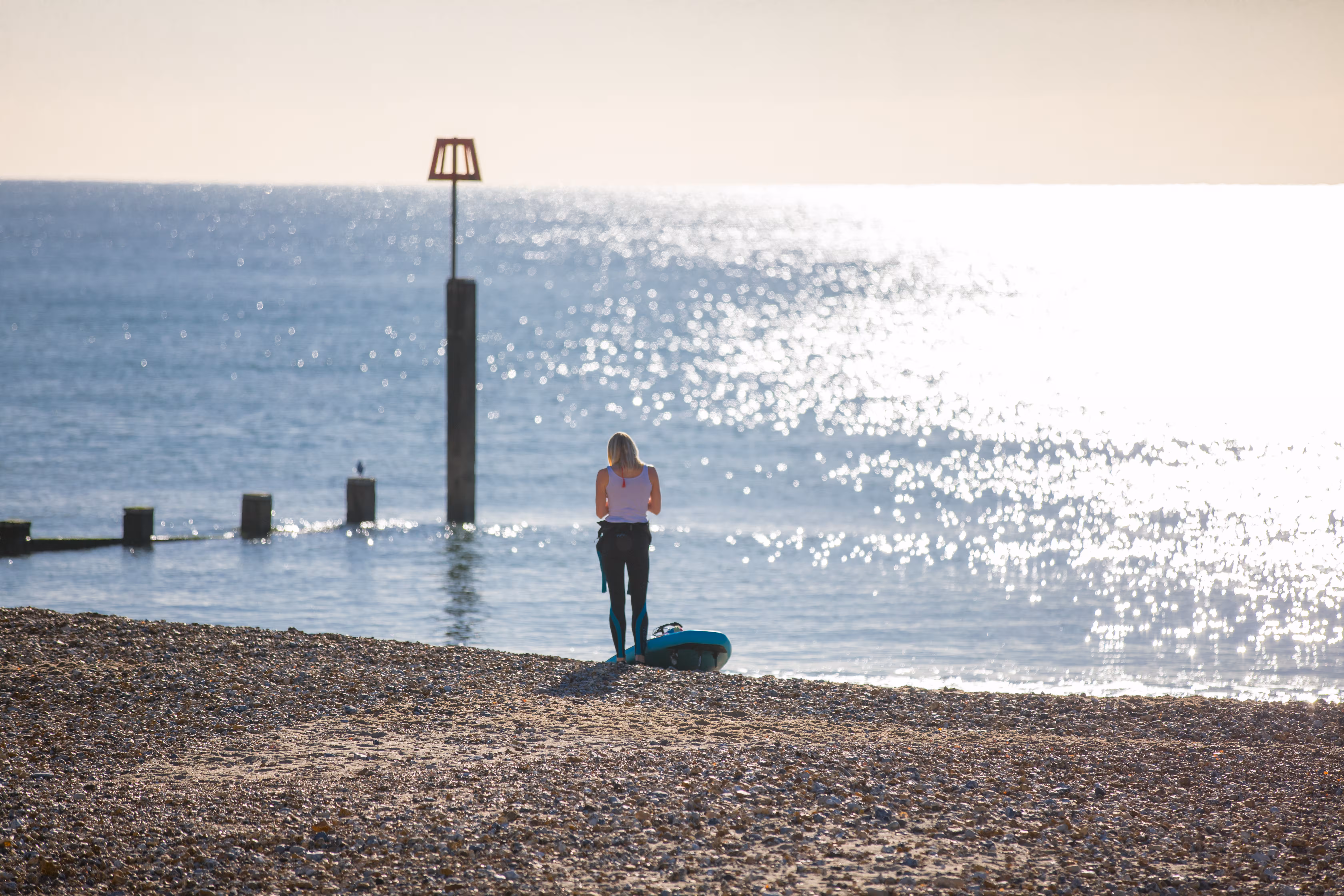 oman paddleboarding at Deal Beach in Kent
